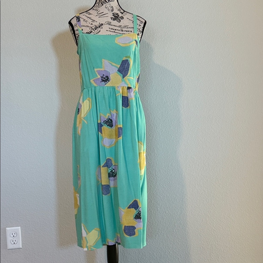 Corey Lynn Calter Strapless Dress in Green with Floral Accents